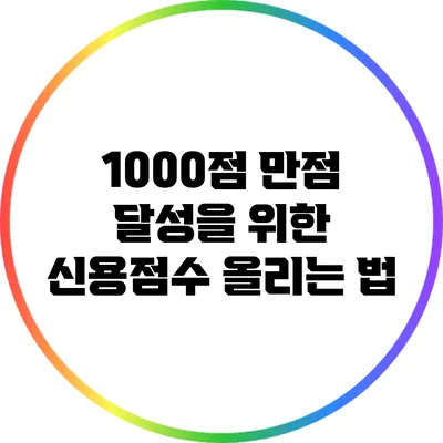 1000점 만점 달성을 위한 신용점수 올리는 법