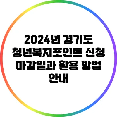 2024년 경기도 청년복지포인트 신청 마감일과 활용 방법 안내