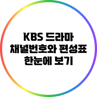 KBS 드라마 채널번호와 편성표 한눈에 보기