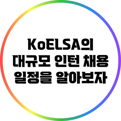 KoELSA의 대규모 인턴 채용 일정을 알아보자