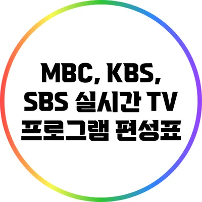 MBC, KBS, SBS 실시간 TV 프로그램 편성표
