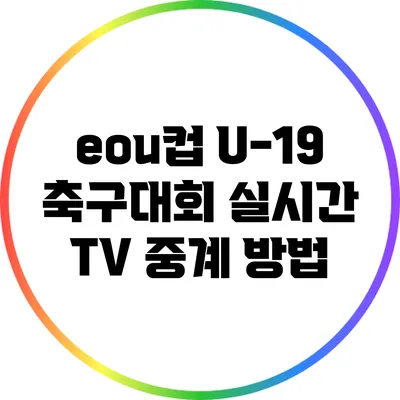 eou컵 U-19 축구대회 실시간 TV 중계 방법
