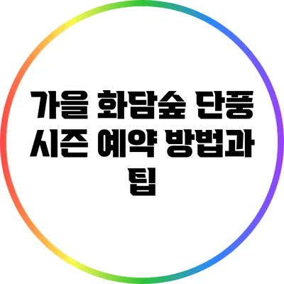 가을 화담숲 단풍 시즌 예약 방법과 팁