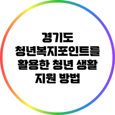 경기도 청년복지포인트를 활용한 청년 생활 지원 방법