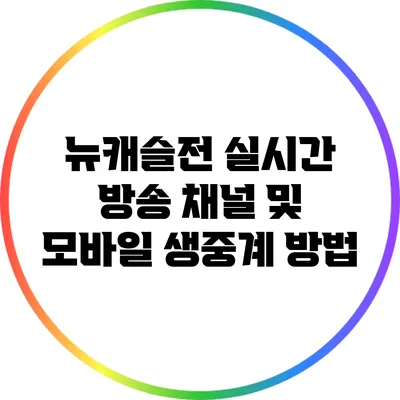 뉴캐슬전 실시간 방송 채널 및 모바일 생중계 방법