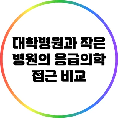 대학병원과 작은 병원의 응급의학 접근 비교
