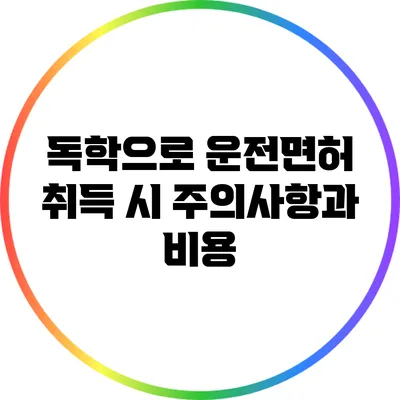 독학으로 운전면허 취득 시 주의사항과 비용