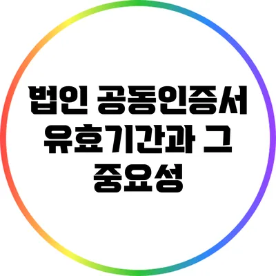 법인 공동인증서 유효기간과 그 중요성