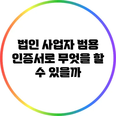 법인 사업자 범용 인증서로 무엇을 할 수 있을까?