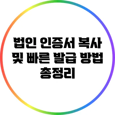 법인 인증서 복사 및 빠른 발급 방법 총정리