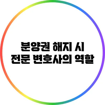 분양권 해지 시 전문 변호사의 역할