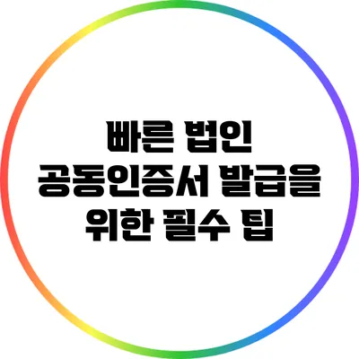 빠른 법인 공동인증서 발급을 위한 필수 팁