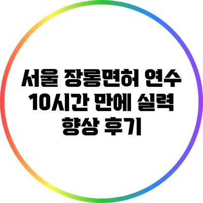 서울 장롱면허 연수: 10시간 만에 실력 향상 후기