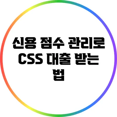 신용 점수 관리로 CSS 대출 받는 법