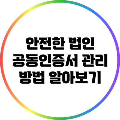 안전한 법인 공동인증서 관리 방법 알아보기