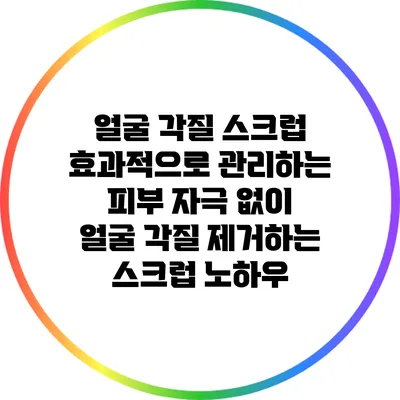 얼굴 각질 스크럽: 효과적으로 관리하는 피부 자극 없이 얼굴 각질 제거하는 스크럽 노하우