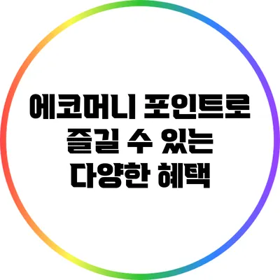 에코머니 포인트로 즐길 수 있는 다양한 혜택