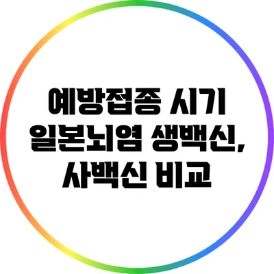 예방접종 시기: 일본뇌염 생백신, 사백신 비교
