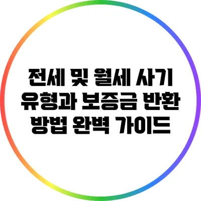 전세 및 월세 사기 유형과 보증금 반환 방법 완벽 가이드