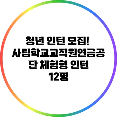 청년 인턴 모집! 사립학교교직원연금공단 체험형 인턴 12명