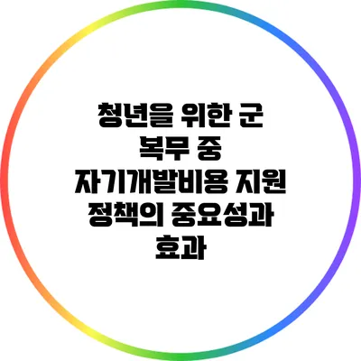 청년을 위한 군 복무 중 자기개발비용 지원 정책의 중요성과 효과