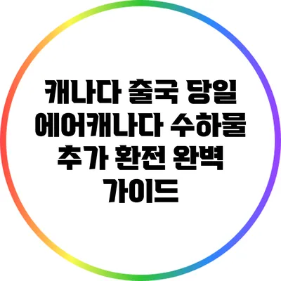 캐나다 출국 당일 에어캐나다 수하물 추가 환전 완벽 가이드