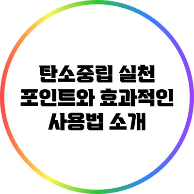 탄소중립 실천 포인트와 효과적인 사용법 소개