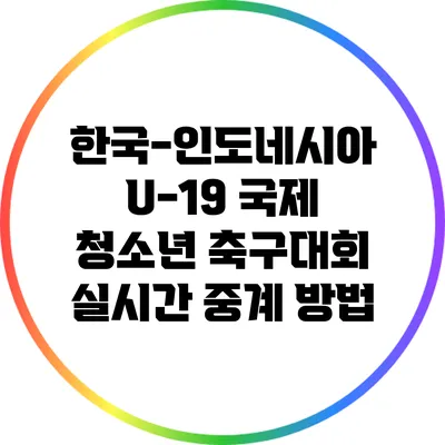 한국-인도네시아 U-19 국제 청소년 축구대회 실시간 중계 방법
