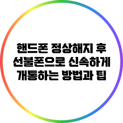 핸드폰 정상해지 후 선불폰으로 신속하게 개통하는 방법과 팁