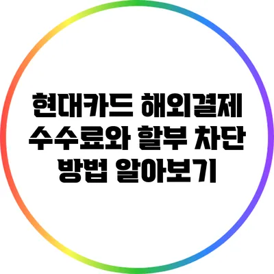 현대카드 해외결제 수수료와 할부 차단 방법 알아보기