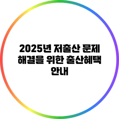 2025년 저출산 문제 해결을 위한 출산혜택 안내