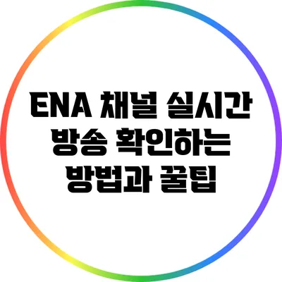 ENA 채널 실시간 방송 확인하는 방법과 꿀팁