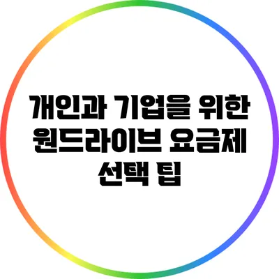 개인과 기업을 위한 원드라이브 요금제 선택 팁