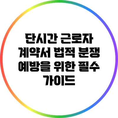 단시간 근로자 계약서: 법적 분쟁 예방을 위한 필수 가이드