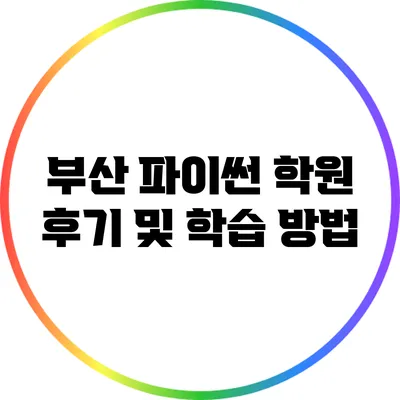 부산 파이썬 학원 후기 및 학습 방법