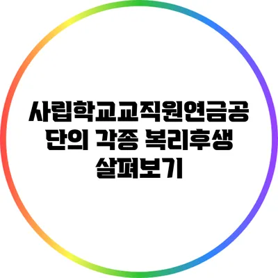 사립학교교직원연금공단의 각종 복리후생 살펴보기