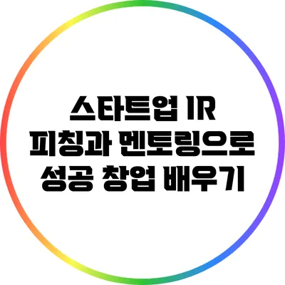 스타트업 IR 피칭과 멘토링으로 성공 창업 배우기