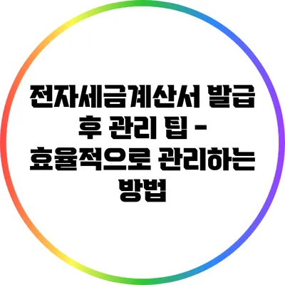 전자세금계산서 발급 후 관리 팁 - 효율적으로 관리하는 방법