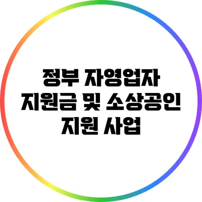 정부 자영업자 지원금 및 소상공인 지원 사업