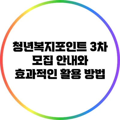 청년복지포인트 3차 모집 안내와 효과적인 활용 방법