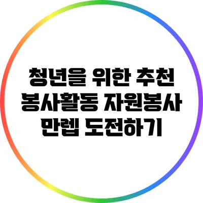 청년을 위한 추천 봉사활동: 자원봉사 만렙 도전하기
