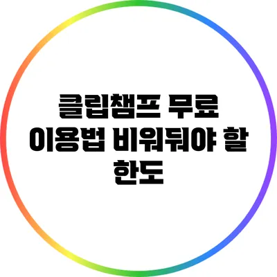 클립챔프 무료 이용법 비워둬야 할 한도