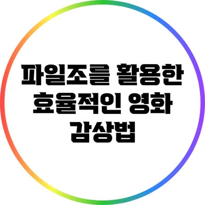 파일조를 활용한 효율적인 영화 감상법