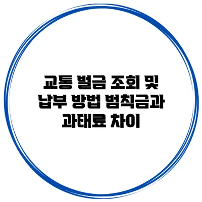 교통 벌금 조회 및 납부 방법 범칙금과 과태료 차이