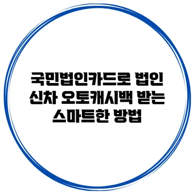 국민법인카드로 법인 신차 오토캐시백 받는 스마트한 방법