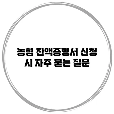 농협 잔액증명서 신청 시 자주 묻는 질문