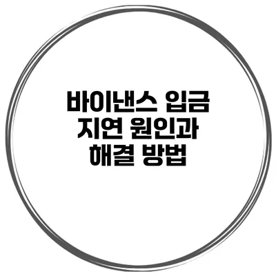 바이낸스 입금 지연 원인과 해결 방법