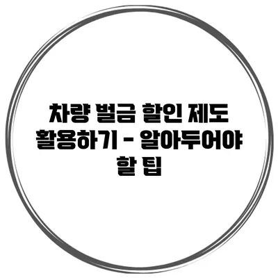 차량 벌금 할인 제도 활용하기 - 알아두어야 할 팁