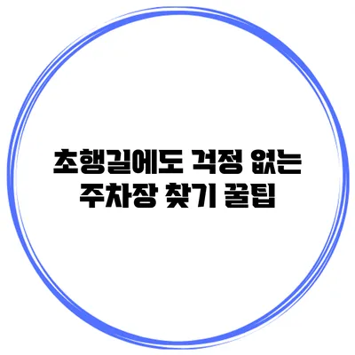 초행길에도 걱정 없는 주차장 찾기 꿀팁