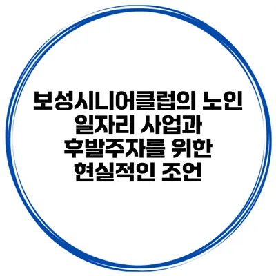 보성시니어클럽의 노인 일자리 사업과 후발주자를 위한 현실적인 조언